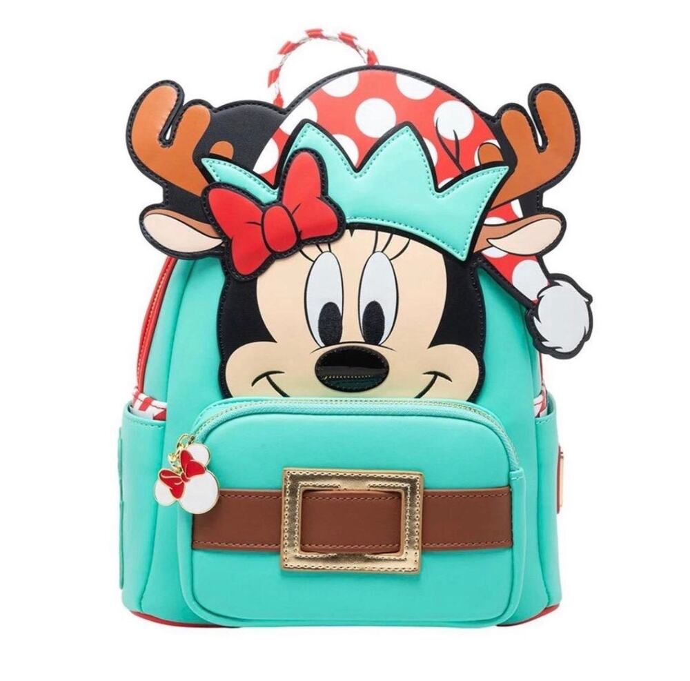 Loungefly Minnie Mouse Reindeer Elf Light Up Christmas mini Backpack NWT